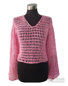 This softly draped tunic features the classic, crochet mesh design. Can be worn as a top or cover up. *Can be customized in different sizes/colors.  Materials & Care 100% acrylic Machine or hand wash Dry flat or low Pink Crochet V-neck Top, Cropped Tube Top, Mesh Design, Tube Top, Womens Clothing Tops, Mesh Top, Halloween Shopping, Labour Day, Cover Up