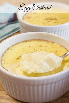 Baked egg custard in white dessert ramekins. Egg Custard Recipe, Baked Custard Recipe, Baked Egg Custard, Egg Custard Recipes, Easy Custard, Egg Benedict, Egg Food, Custard Recipe, Baked Custard