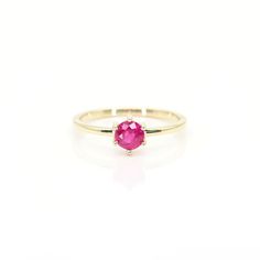 14k Ruby Engagement Ring | 5.0MM Solitaire Lab Created Ruby Wedding Ring | July Birthstone Ring | 14k Gold Ruby Ring | Anniversary Gift | Handmade Jewelry P R O D U C T 𝄪 D E T A I L S ✽ Metal: 14k Yellow Gold, White Gold & Rose Gold ✽ Bottom Band Width: 1.5 MM ✽ Center Stone: Lab Created Ruby ✽  Stone Size: 5.0 MM (approx. 0.5ct) ✽ Made to Order ✽ Curved Band Suggestion: https://etsy.me/3qvEF87 ✽ Same Engagement Ring with Diamond: Garnet: https://etsy.me/44lWN1L Sapphire: https://etsy.me/44vW1 Ruby Wedding Ring, 14k Gold Ruby Ring, Gold Ruby Ring, Ruby Wedding Rings, July Birthstone Ring, Ruby Ring Gold, Ruby Wedding, Ruby Engagement Ring, Ruby Stone