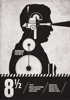 the movie poster for 8 / 2 is shown with an image of a man's head