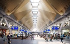 an artist's rendering of the inside of a terminal with people walking through it