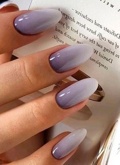 Lavender Grey Nails, Spring Almond Nails 2023, Beige Ombre Nails, Ombre Spring Nails, Spring Nails 2023 Gel Almond, Purple Nails Ombre, Degrade Nails, Purple Ombre Nails, Designs For Short Nails