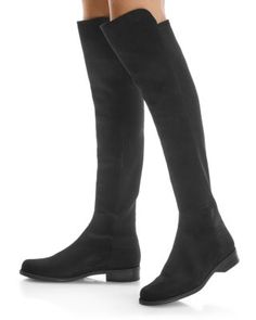 Stuart Weitzman's iconic 5050 boots look as amazing as they feel, with leather on the front and move-with-you flexible backs that work with tights, leggings or jeans. 5050 Boots, Boots Look, Over The Knee Boots, Over The Knee, Stuart Weitzman, Black Suede, Knee Boots, The Knee, Black Boots