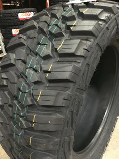 a large tire on display in a store