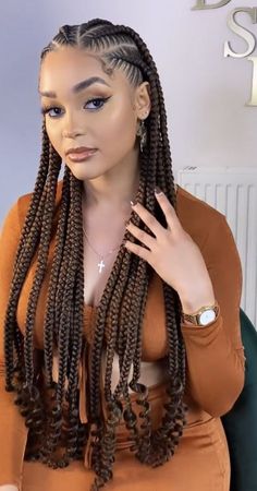 Fashion Braids Hairstyles, Braided Hairstyles Individuals, Extention Braids Hairstyle, Five Braids Hairstyle, Braids Ideas For Long Hair, Braided Natural Hairstyles Black Women, Braids Going Back For Black Women, Protective Hairstyles Braids Ideas, Two Low Ponytails With Weave