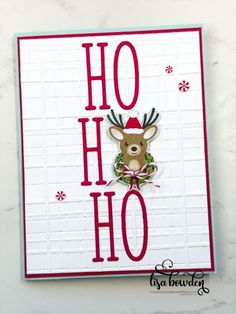 a handmade christmas card with the word ho ho on it and a reindeer head