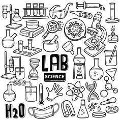 lab science doodles are arranged in the shape of a circle