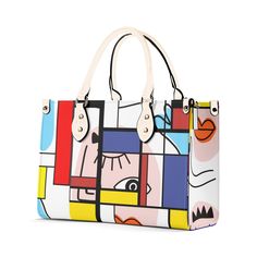 Add a pop of color and good vibes to your outfit with our Mondrian Boho Evil Eye Patchwork Satchel. This unique bag features a fun and playful design, combining Boho and Mondrian elements with a touch of protection from the Evil Eye. Perfect for adding a playful touch to any look! Don't just carry your belongings, carry a work of art! Premium PU Leather: Crafted from high-quality PU leather for durability and style. Versatile Sizing: Available in three sizes to suit your needs and preferences. S Multicolor Satchel With Adjustable Strap For Shopping, Casual Multicolor Satchel For Shopping, Casual Multicolor Bag, Casual Multicolor Satchel For Spring, Trendy Multicolor Rectangular Shoulder Bag, Trendy Multicolor Satchel Shoulder Bag, Trendy Multicolor Satchel With Double Handle, Multicolor Leather Bags For Summer, Trendy Multicolor Top Handle Satchel