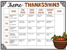 a printable thanksgiving calendar with pumpkins in a basket