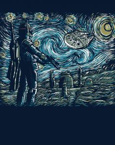 an image of a man standing in front of a starry night sky with the moon above him