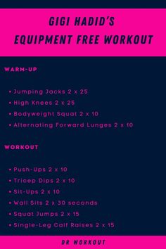 Gigi Hadid Equipment Free Workout Gigi Hadid Diet Plan, Bella Hadid Workout Routine, Gigi Hadid Diet, Gigi Hadid Legs, Model Workout Plan