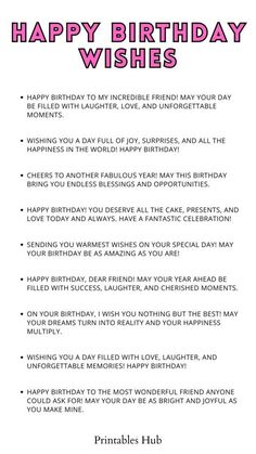 Printable Lists Of Happy Birthday Wishes For Friends Birthday Appreciation Message, Happy Birthday Wishes For Friends, Short Happy Birthday Wishes, Special Happy Birthday Wishes, Happy Birthday Captions, Birthday Wishes For Love, Birthday Message For Friend, Happy Birthday Wishes For A Friend, Heartfelt Birthday Wishes