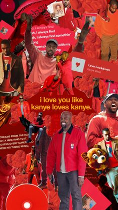 a collage of images with people in red and orange clothing, one man is holding an umbrella