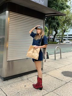 #cowboyboots #outfits #denimset #ootd Cow Boots, Red Cowboy Boots Outfit, Cowboy Boots Outfit, Red Cowboy Boots, Boots Outfits, Bday Ideas, Dress For Success, Boots Outfit, Cowboy Boots