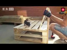 a man is using a drill to fix a wooden pallet with woodworking tools