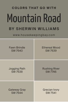 Colors that Go With Mountain Road SW 7743 by Sherwin Williams Fawn Brindle, Brown Tone, Mountain Road, Complementary Colors, Sherwin Williams, Road