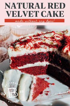 Experience dye-free baking with this Natural Red Velvet Cake recipe! This cake uses the vibrant color of raw beets and is made without a drop of food dye in sight! Perfect for health-conscious dessert lovers, it’s a moist, flavorful treat that’s free of any beet taste. Natural Red Velvet Cake Recipe, Saturday Appetizers, Butternut Bakery, Raw Beets, Red Velvet Cake Recipe, Velvet Cake Recipes, Layer Cake Recipes, Best Cake Recipes, Layer Cakes