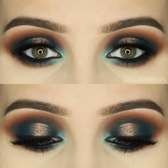 “#Repost @glamdivapl ・・・ Thank you for many hearts under my previous makeup idea. I hope that you'll like it too! I used only @makeupgeekcosmetics…” Eyeshadow Looks Turquoise, Peacock Color Eye Makeup, Peacock Color Makeup, Teal Bridal Makeup, Peacock Makeup Ideas, Pegasus Makeup, Peacock Eye Makeup, Peacock Makeup, Peacock Colour