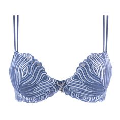 Push-up bra LOUISA BRACQ Astral Rays Embroidered Tulle, Push Up Bra, Push Up, Blue Jeans, Shells, Color Blue, Bra, Blue