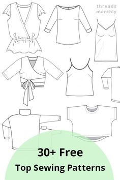 Free Women's Tops Sewing Patterns: Printable PDFs for DIY Fashion Sewing Patterns For Tops, Top Sewing Patterns, Women Top Sewing Pattern, Free Printable Sewing Patterns, Sewing Projects Clothes, Fashion Crafts, Shirt Sewing Pattern