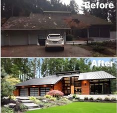 before and after photos of a modern house