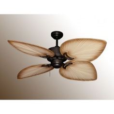 a ceiling fan with three large blades on it's blade ends and two small blades at the top