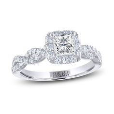 Introducing THE LEO® Legacy Lab-Grown Diamond, which features additional facets that are strategically placed onto the lab-grown diamond, maximizing the return of light and creating far away sparkle. A dazzling 3/4-carat princess-cut lab-grown diamond is the focal point of this gorgeous engagement ring for her. Radiant round lab-grown diamonds frame the center and sweep along the ornately twisted 14K white gold band. The ring has a total lab-grown diamond weight of 1 1/6 carats. The central lab- Princess Shape Engagement Rings, Modern Gents Rings, Amethyst Engagement Ring Zales, Ladies Engagement Rings, Black Stone Engagement Ring Zales, Rock Engagement Rings, Black Diamond Engagement Ring Zales, Infinity Band Engagement Ring, Black Wedding Rings Sets Zales