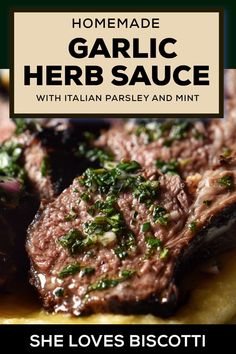 grilled garlic herb sauce with italian parsley and mint