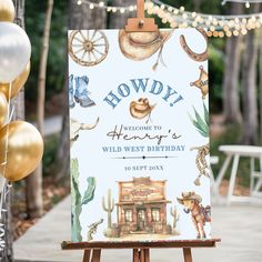 a welcome sign for a wild west birthday party