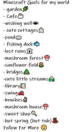 Use freely... :) did this for you to use! Minecraft Cottage Core Decorations, Minecraft Cute Base Ideas, Minecraft 31 Day Challenge, How To Start A Minecraft World, Buildings To Make In Minecraft, Thing To Do In Minecraft, Build A Minecraft World In 31 Days, Minecraft Achievements List