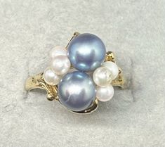 Vintage 14k Yellow Gold ~7.5mm Blue & White Pearl Round Band Ring Sz8 4.47g STHV Pictures are of actual item you will receive Check out our eBay store for more great listings Blue Pearl Ring, High Luster Blue Jewelry For Anniversary, Blue Pearl Ring For Anniversary, Pearl Wedding Ring, Pearl Engagement Ring, Jewelry Aesthetic, Aesthetic Jewelry, Aquamarine Engagement Ring, Shiny Things