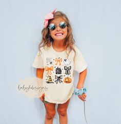 Toddler Halloween, Girl Halloween Shirt, Coquette Halloween Shirt, Cute Ghost Shirt, Kid Boo Crew Shirt, Pumpkin Patch Shirt, Witches Hat 📋 HOW TO ORDER: 1. Select the size  Shirts fit is true to size - please size up 2 sizes for oversized look) 2. Select the color 3. Select the quantity  4. Add personalization if required 5.Add to Cart ("buy now" will take you directly to checkout and "add to cart" will allow you to continue shopping with us) 6. Submit order (Shipping will automatically be combined for you) Always FREE SHIPPING on orders of $35 or more ► Each item is handmade to order! Things to know: - Machine wash cold, tumble dry low.  Do not iron over design. * Designs are created using professional DTF transfers.  All colors will be vibrant * Design cannot be modified or personalize Toddler Cowgirl, Toddler Halloween Shirts, Halloween Shirts Kids, Heat Press Designs, Patches Shirt, Toddler Halloween, Ghost Shirt, Crew Shirt, Halloween Girl