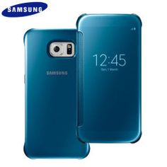 an advertisement for the samsung galaxy s7 and its back side is shown in blue