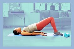 a woman is laying on her stomach while exercising