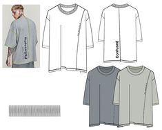 three men's t - shirts, one in grey and the other in gray