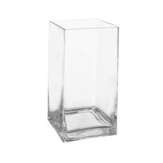 an empty glass vase on a white background