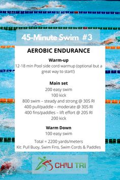 45 minute aerobic endurance swim session Swimmers Workout, Swimmers Workout Dryland, Mobility Flexibility, Swim Bike Run, Swim Fins, Swim Coach