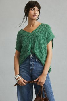 Rent Oversized Cable-Knit Sweater Vest from Nuuly. Pick 6 items for $98/month. Free shipping + returns. Unique Women Tops, Cable Knit Sweater Vest, Knit Sweater Vest, Tie Dye Sweater, Oversize Knit, Anthropologie Sweater, Black Crochet, Wrap Sweater, Cable Knit Sweater