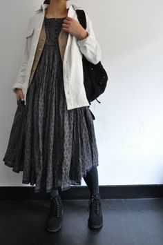 Dress And Cardigan, Baggy Dresses, Ethno Style, Drape Dress, Full Circle