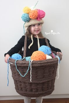 Yarn Basket Halloween Costume Fantasia Diy, Halloween Costumes For Big Kids, Crochet Halloween Costume, Halloween Costumes To Make, Crochet Costumes, Yarn Basket, Repeat Crafter Me, Big Yarn, Witch Halloween Costume