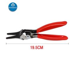 a pair of pliers with red handles and black handles are shown on a white background