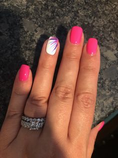 Short Nails Ideas Bright Colors, Bright Toenails For Summer, Short June Nails, Bright Fun Summer Nails, Shilac Nail Ideas 2023 Short, Fun Short Nails Summer, Neon Nail Designs Summer, Summer Dip Nail 2024 Trends, White Nails With Neon Design