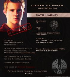 the id card for citizen of panem, which is being used as a poster