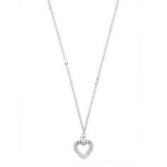 Silver Tone Crystal Heart Pendant Necklace 16   19 Inch Adjustable Silver Crystal Heart Necklace, Silver Crystal Necklace With Heart Cut, Elegant Crystal Heart Pendant Necklace, Elegant Heart-shaped Crystal Necklace, Silver Heart-shaped Crystal Necklace With Heart Charm, Heart-shaped Sterling Silver Crystal Necklace As Gift, Necklace Measurements, Crystal Heart Necklace, Chic Fashionista