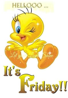 an image of a cartoon duck with the words it's friday