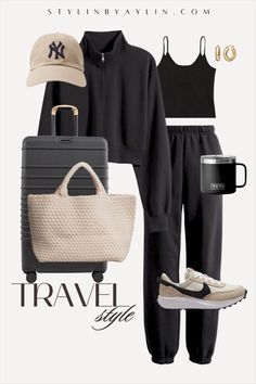 All Black Travel Outfit Airport Style, Cozy Travel Outfit Airport Style, Casual Winter To Spring Outfits, Comfortable Traveling Outfits, Cute Comfortable Travel Outfits, Comfy Casual Outfits Spring, Comfy Chic Aesthetic, Cute Travel Outfits Spring, European Summer Outfits Paris