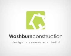 the logo for washburn construction is shown in green and gray colors on a white background