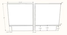 a drawing of the front and back sides of a refrigerator with measurements for each side