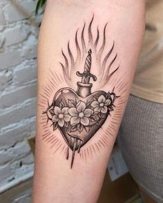 Romantic Tattoo, Sacred Heart Tattoos, Mary Tattoo, Bunny Tattoos, Heart Tattoo Designs, Traditional Tattoo Art, Bee Tattoo, Now Booking