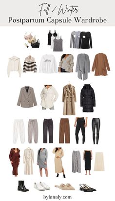 Postpartum Capsule Wardrobe for the Fall and Winter New Mom Wardrobe Capsule, Nursing Capsule Wardrobe Fall, Fall Outfits Knit Sweaters, Mama Capsule Wardrobe, Fall Outfits Postpartum, Fall Postpartum Wardrobe, Nursing Mom Capsule Wardrobe, Casual Post Partum Outfits, New Mum Fashion